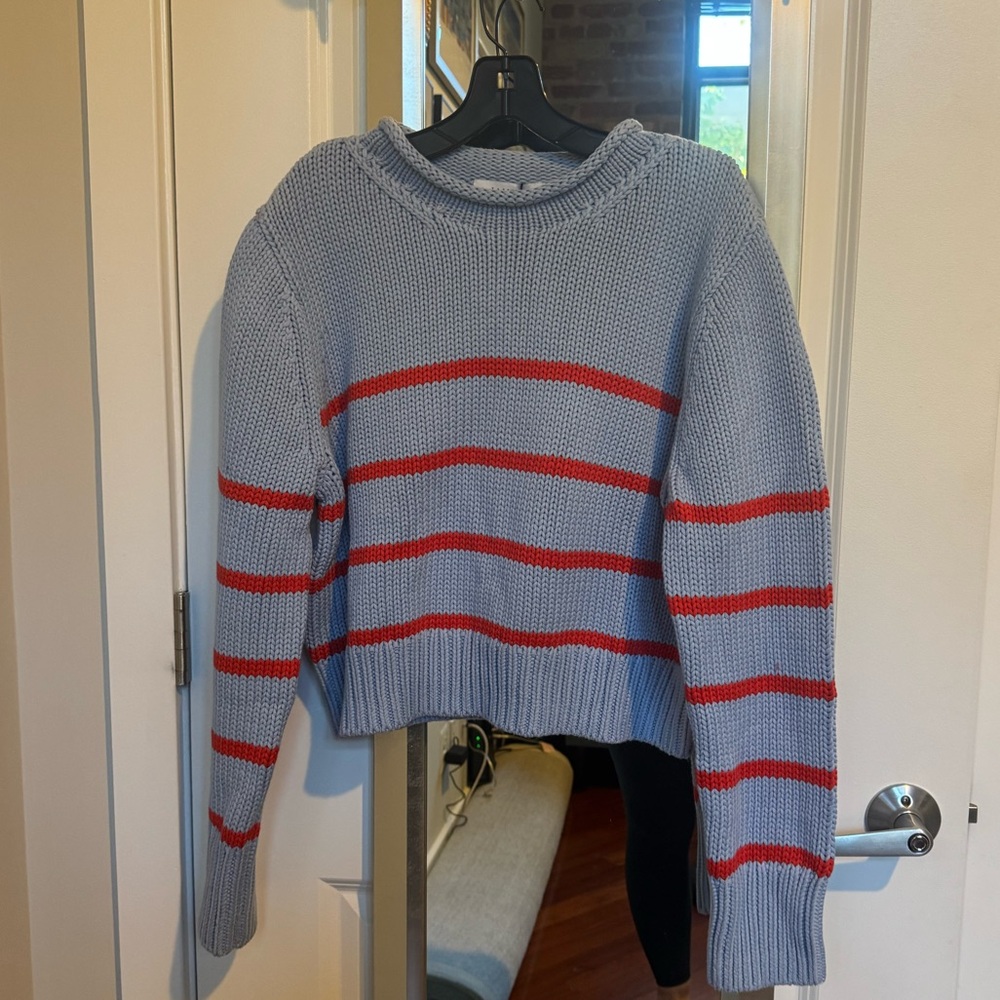 NWT La Ligne Mini Marina Sweater, Cornflower/Bright Red, XL